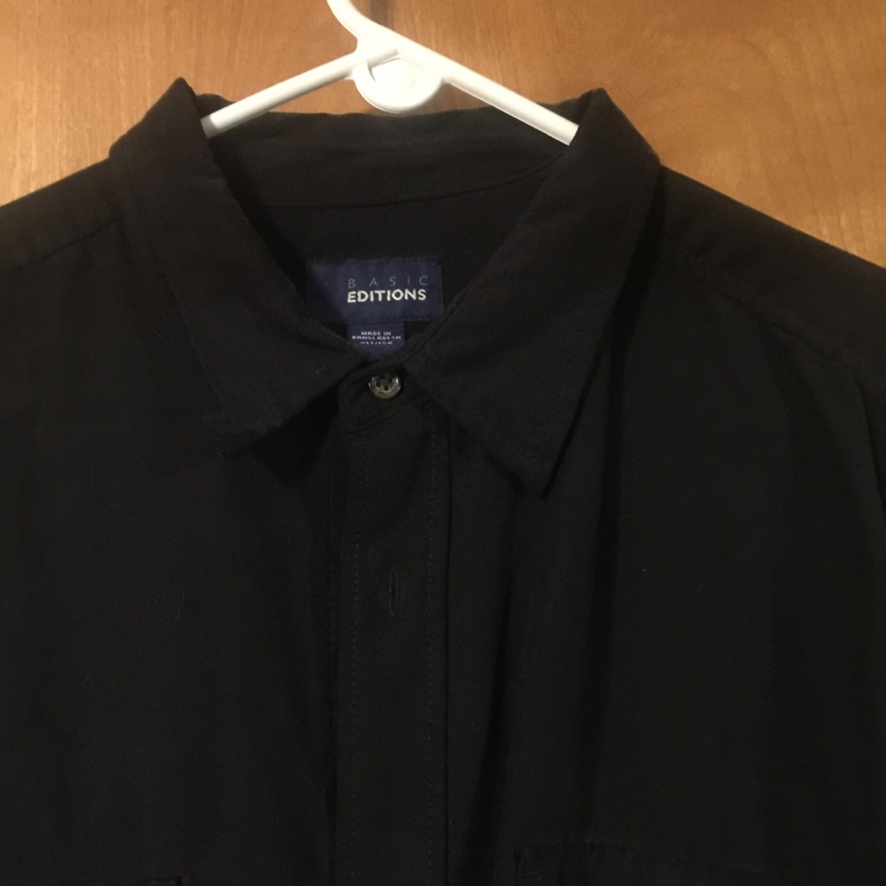 Basic Editions black suede like button down shirt - Picture 5 of 5